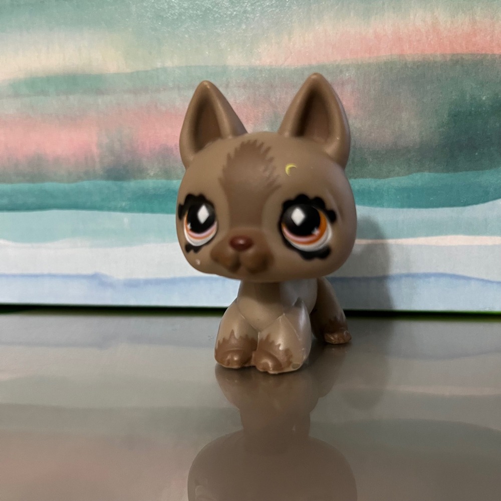 Hasbro‎ Littlest Pet Shop LPS #491 Brown German Shephard Dog diamond Eyes Figure